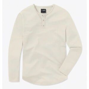 Cuts Clothing Men’s AO Long Sleeve Henley Curve-Hem T-Shirt Signature Fit Ivory